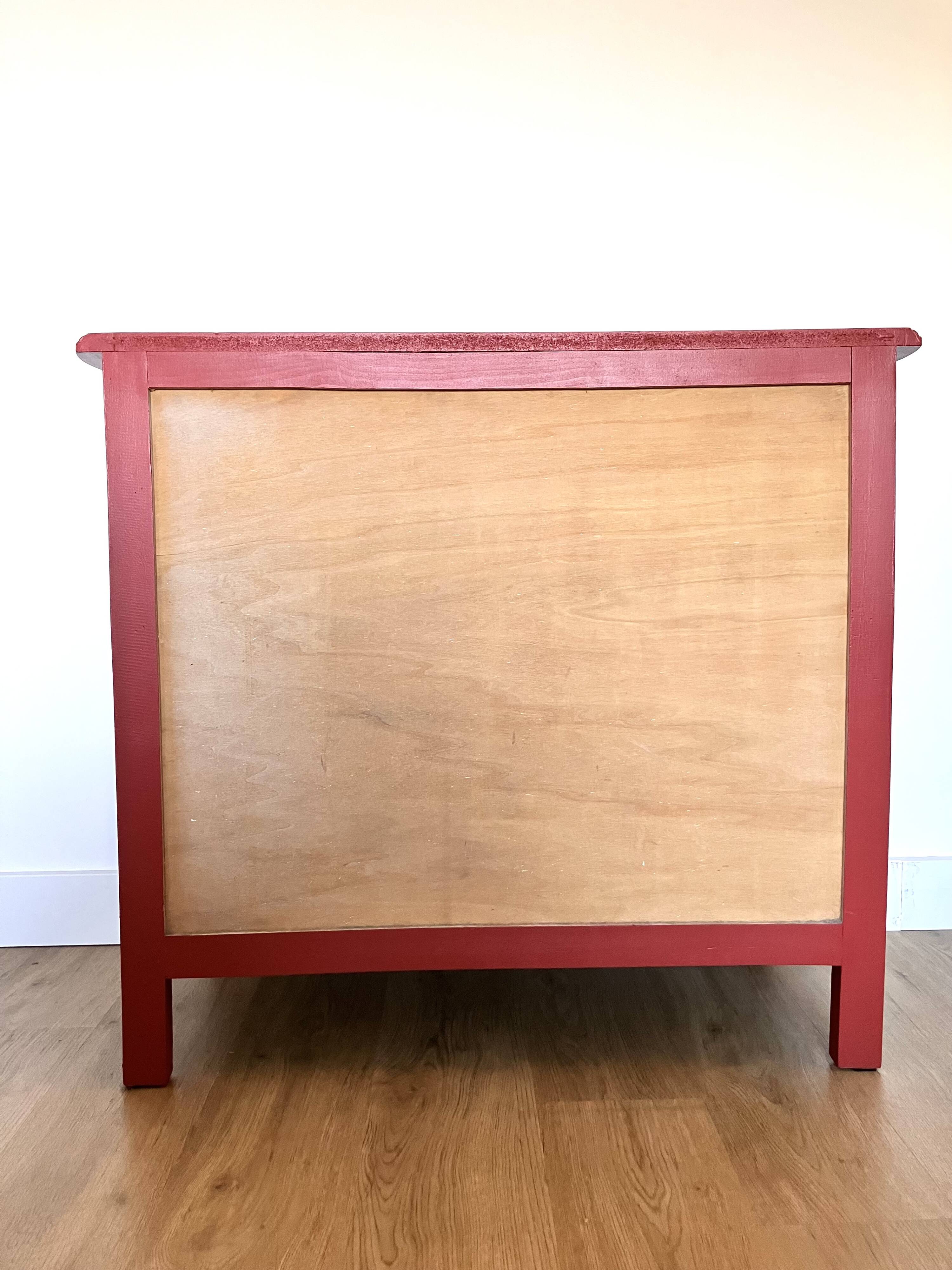 Terracotta wood chest of drawers