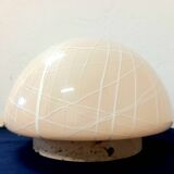 Lampe de table en travertin et verre, années 70