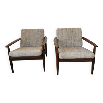 Paire de fauteuils scandinave en teck 1960