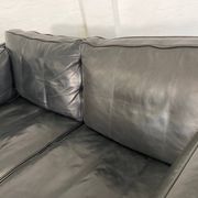 Vintage retro danish mogens hansen 2 person black leather sofa