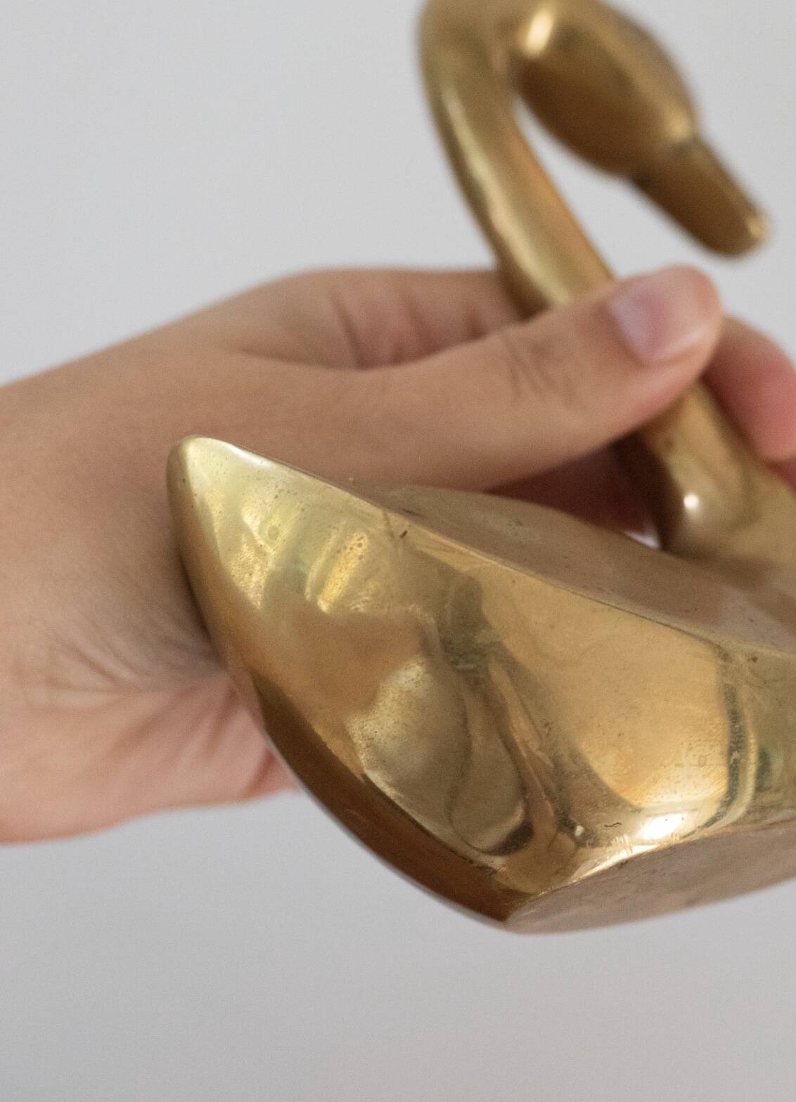 Pair of vintage brass swans