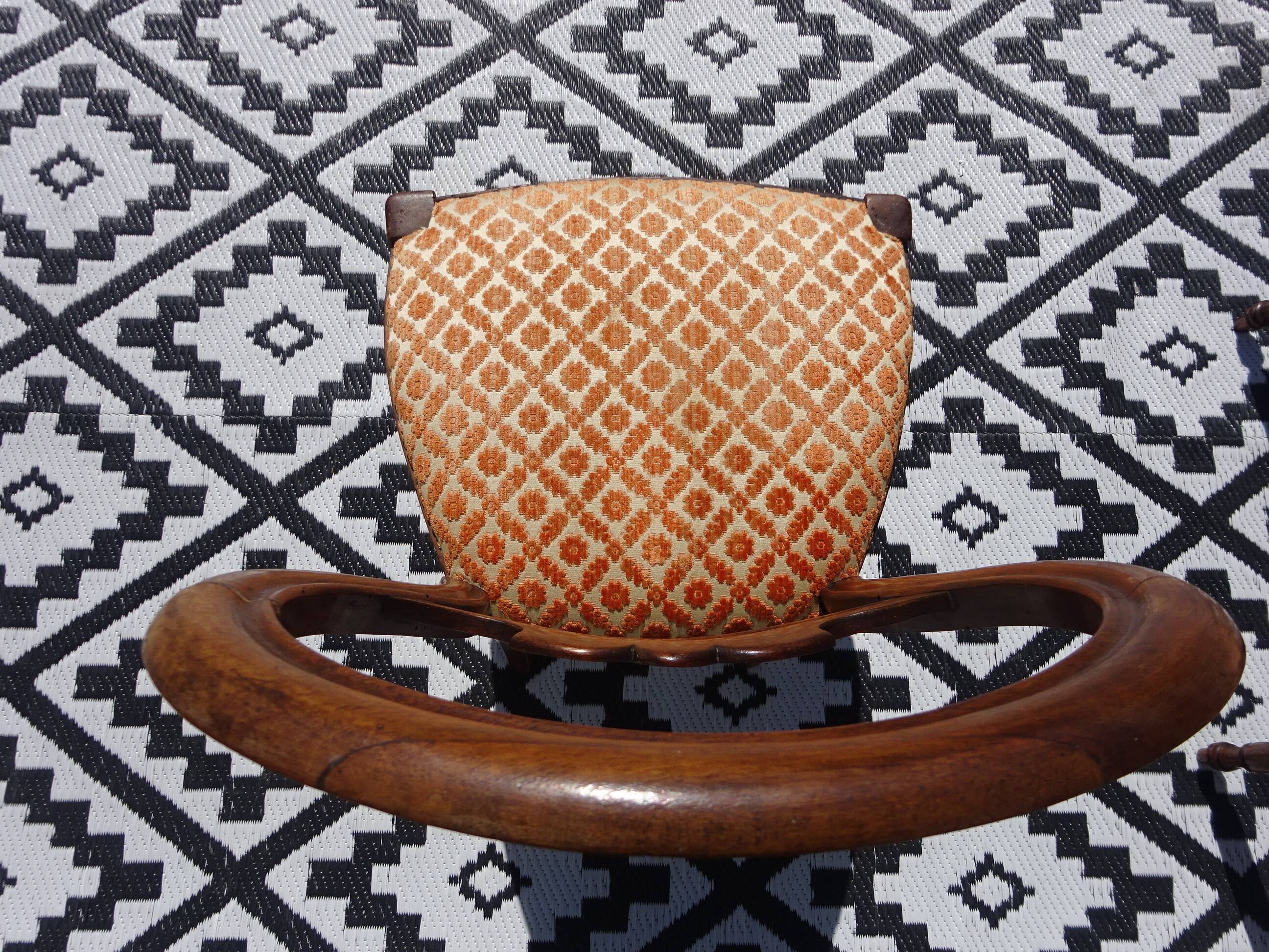 Antique Louis Philippe style chairs in walnut and velvet