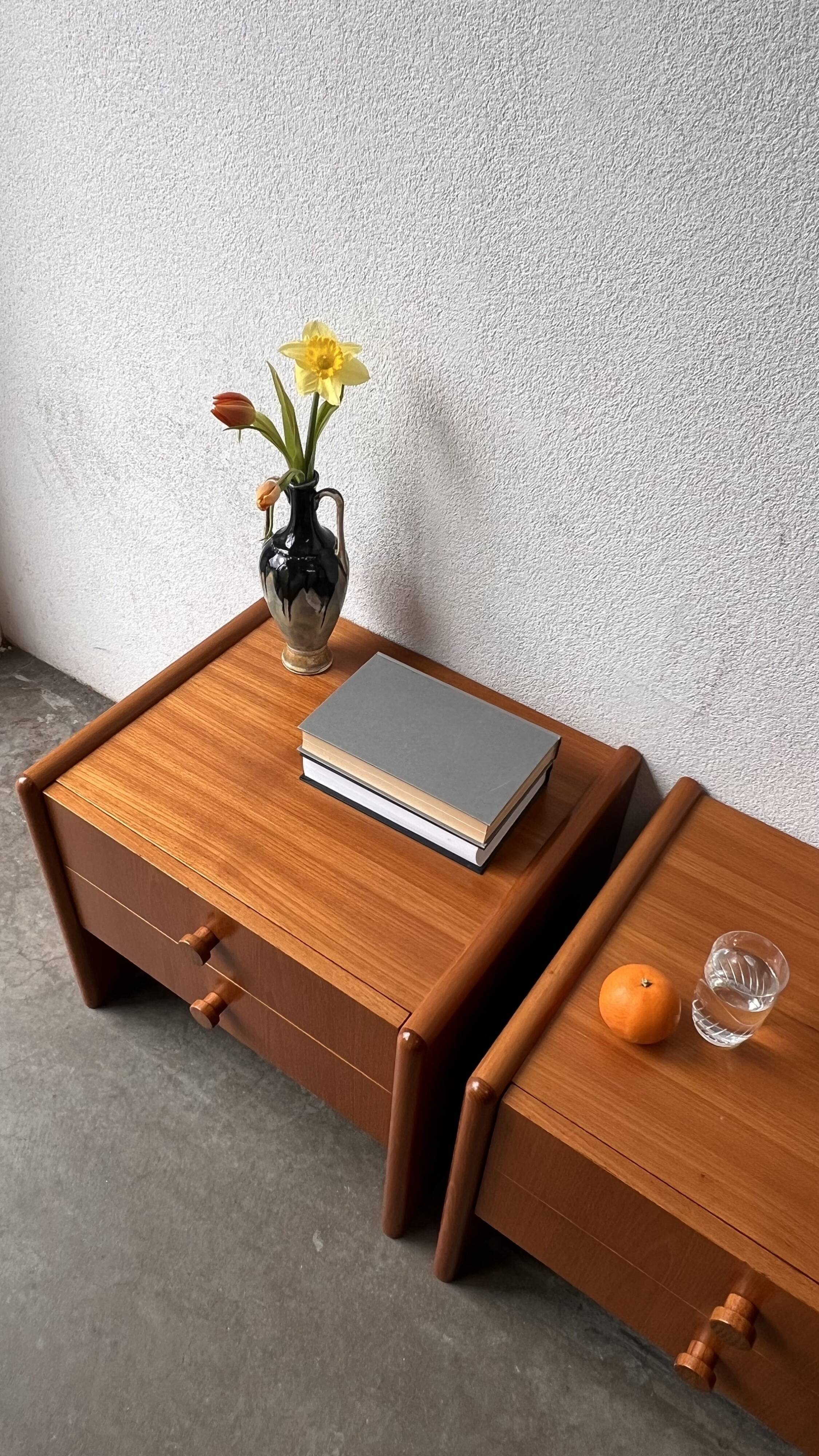Mid-century teak bedside tables