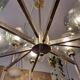 Timeless modern Scandinavian / mid-century chandelier in chrome and smoked glass.