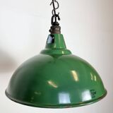 Industrial British Green Enamel Factory Pendant Lamp from Maxlume, 1960s