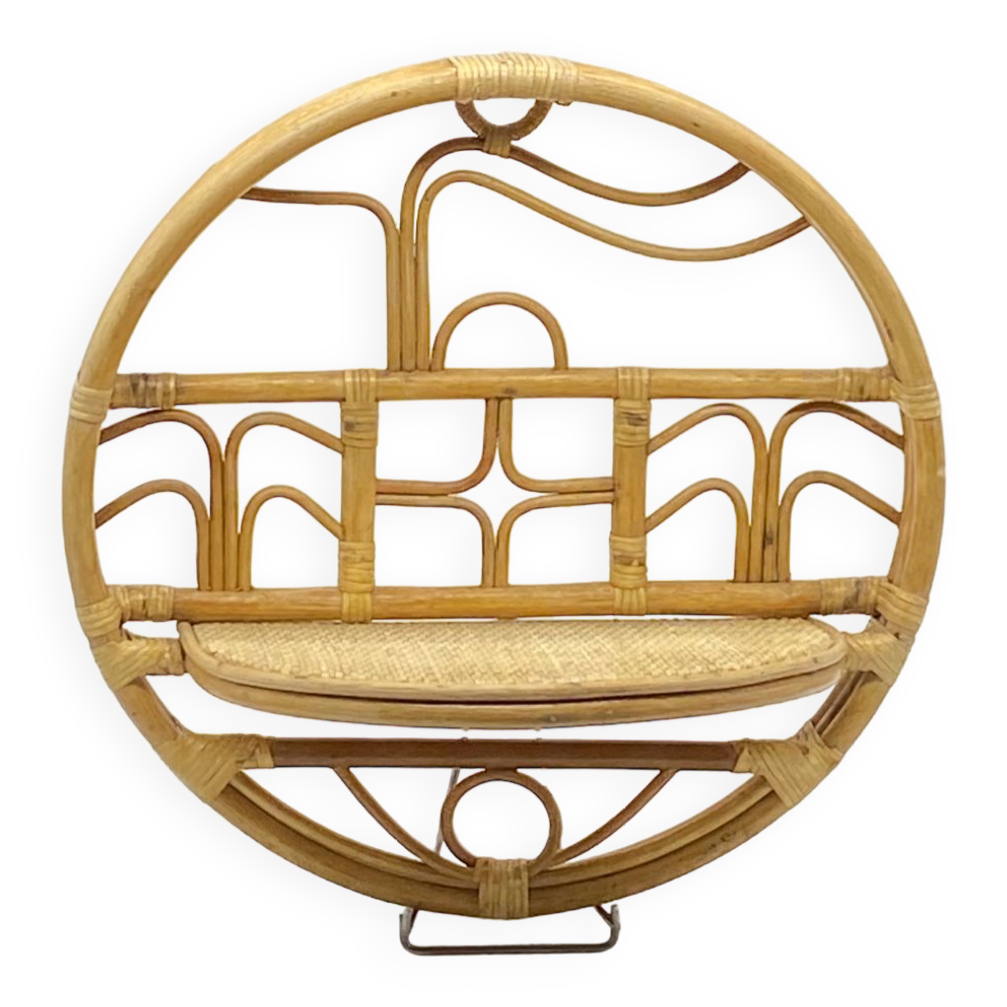 Small hanging shelf in rattan / natural fibers, vintage