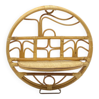 Small hanging shelf in rattan / natural fibers, vintage