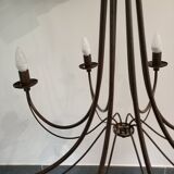 Pair of matte metal chandeliers