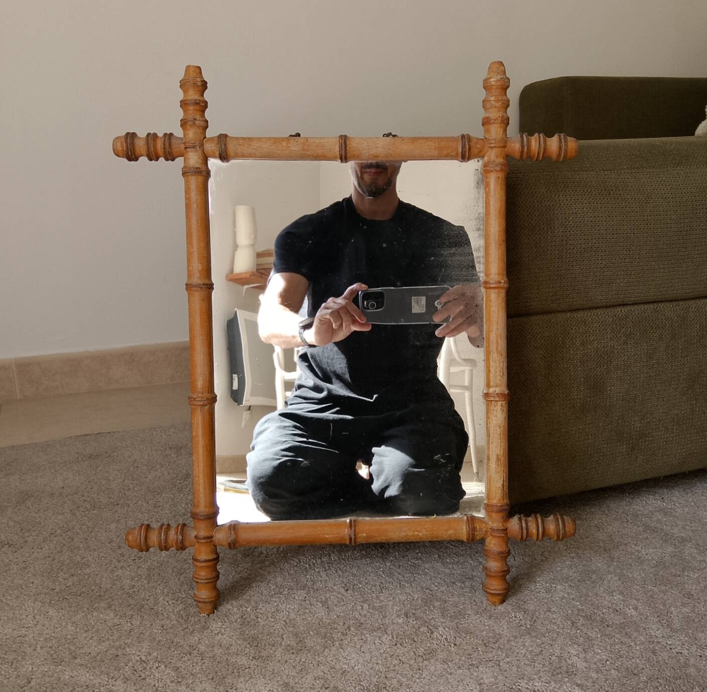 Antique French mirror from the Belle Époque in faux bamboo, 1890/1900.