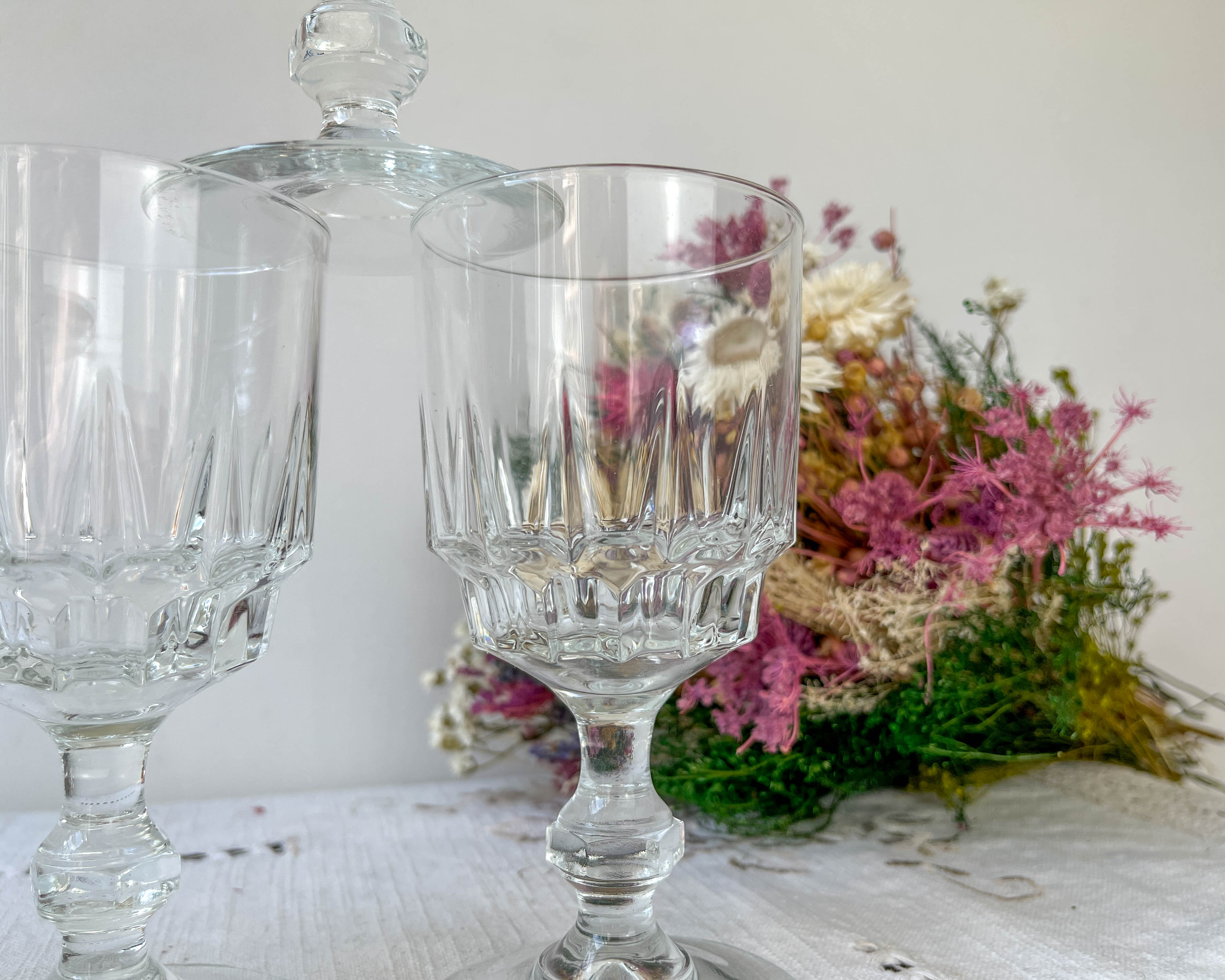 5 water glasses luminarc model lance, 1970 made in france