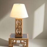 Chippendale Style Lattice Rattan Bamboo Table Lamp