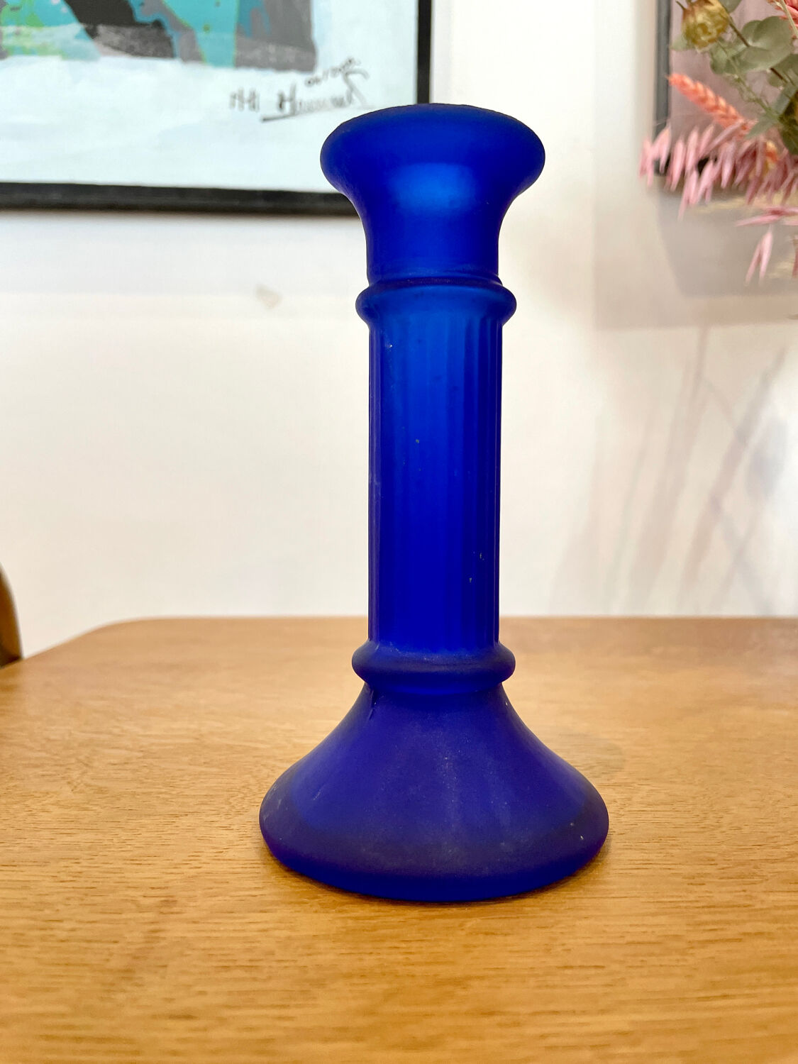 Polished glass candle holder