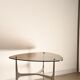 Design coffee table, glass top, aluminum legs