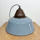 Industrial Grey Enamel and Cast Iron Pendant Light, 1960s