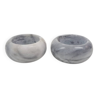 Set of two marble tea light holders, The Netherlands 1970's