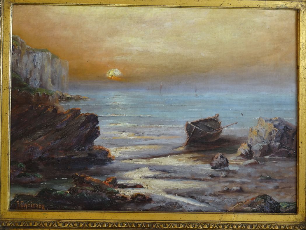 Marine, oil painting on canvas by Louis CADIERRA, 60 x 47 cm