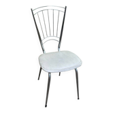 Vintage Scandinavian chair in steel and white leather from the 1950s.