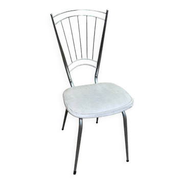 Vintage Scandinavian chair in steel and white leather from the 1950s.