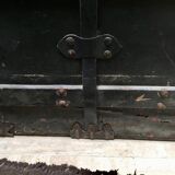 Black ancient travel trunk, 19th