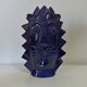 Lion vase blue glazed earthenware design XXe Sandra Corina Paris