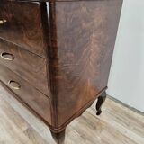 Chest of drawers with five drawers in wood and brass