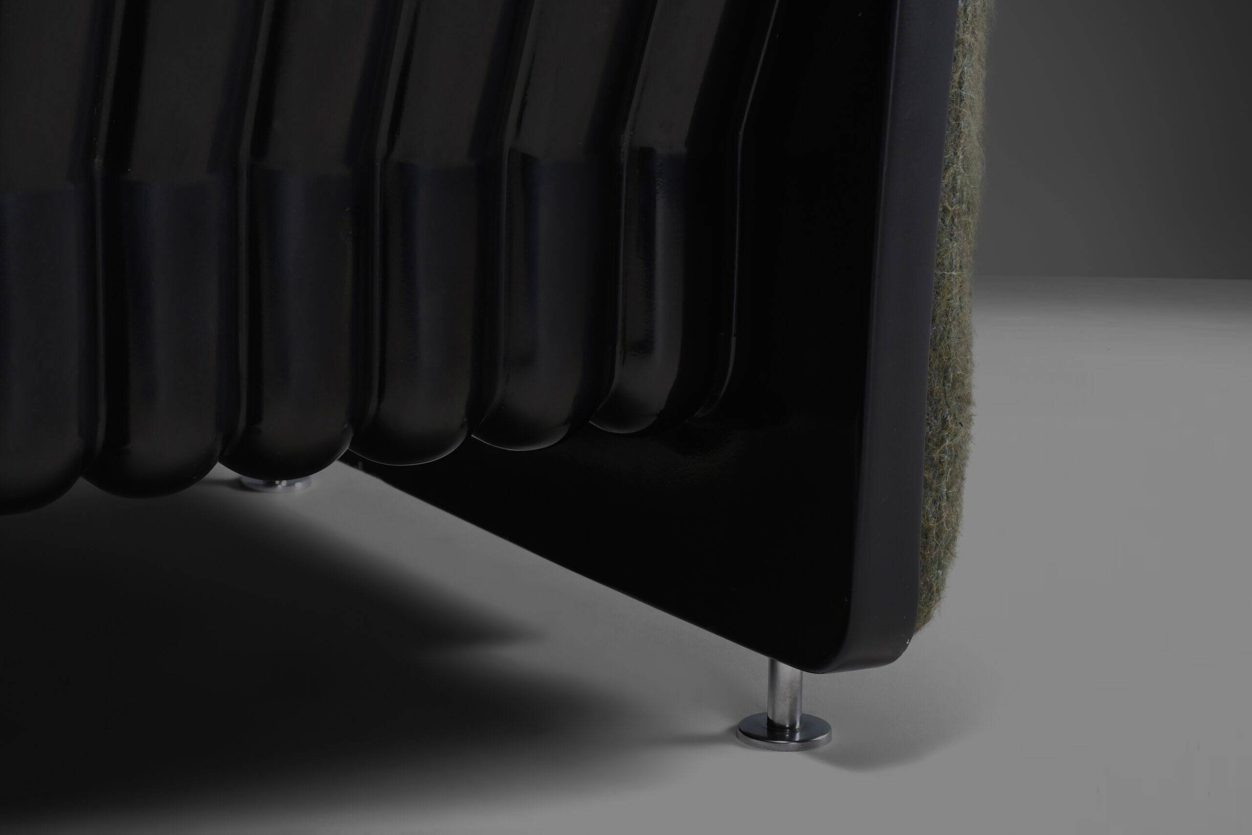 Set of two fabric and fiberglass easy chairs by Alberto Rosselli for Saporiti