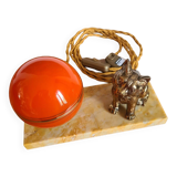 1930s marble lamp with orange globe