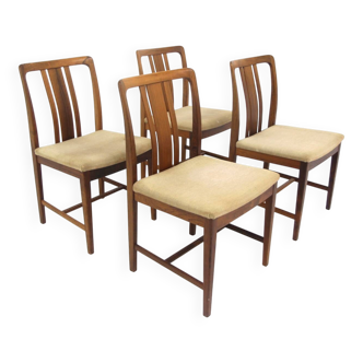Set of 4 Scandinavian walnut chairs, Linde Nilsson, Lammhult, Sweden