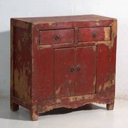 Antique pine sideboard with original red paint – China, circa 1920