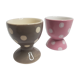 Ensemble de coquetiers au décor à pois gris et rose