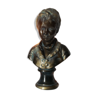 Bust in plaster boy patina bronze XXth