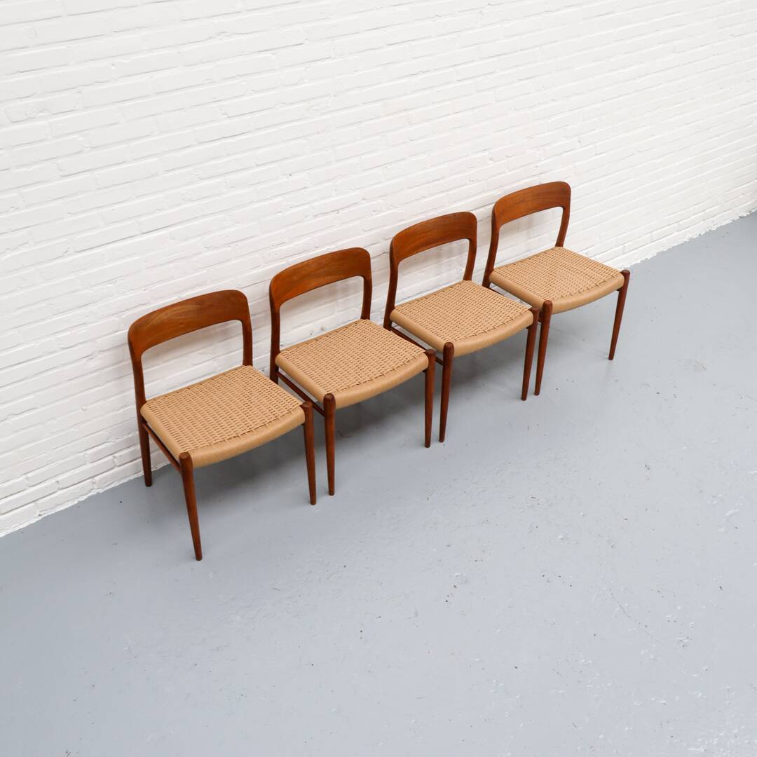 Niels Möller Model 75 Paper Cord Dining Chairs