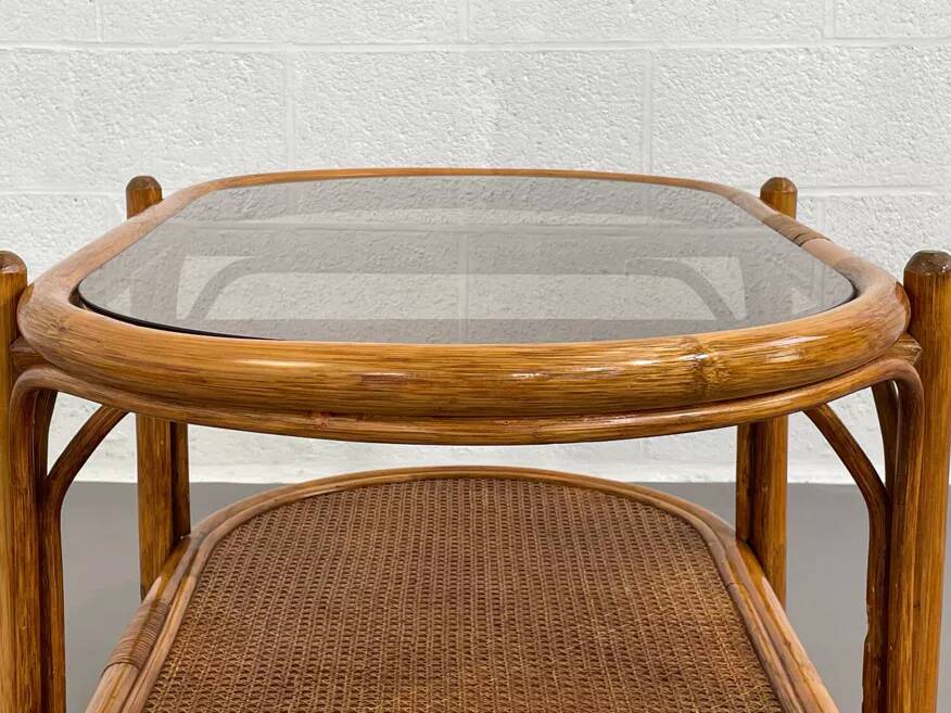 Vintage roasttan coffee table and glass top