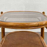 Vintage roasttan coffee table and glass top