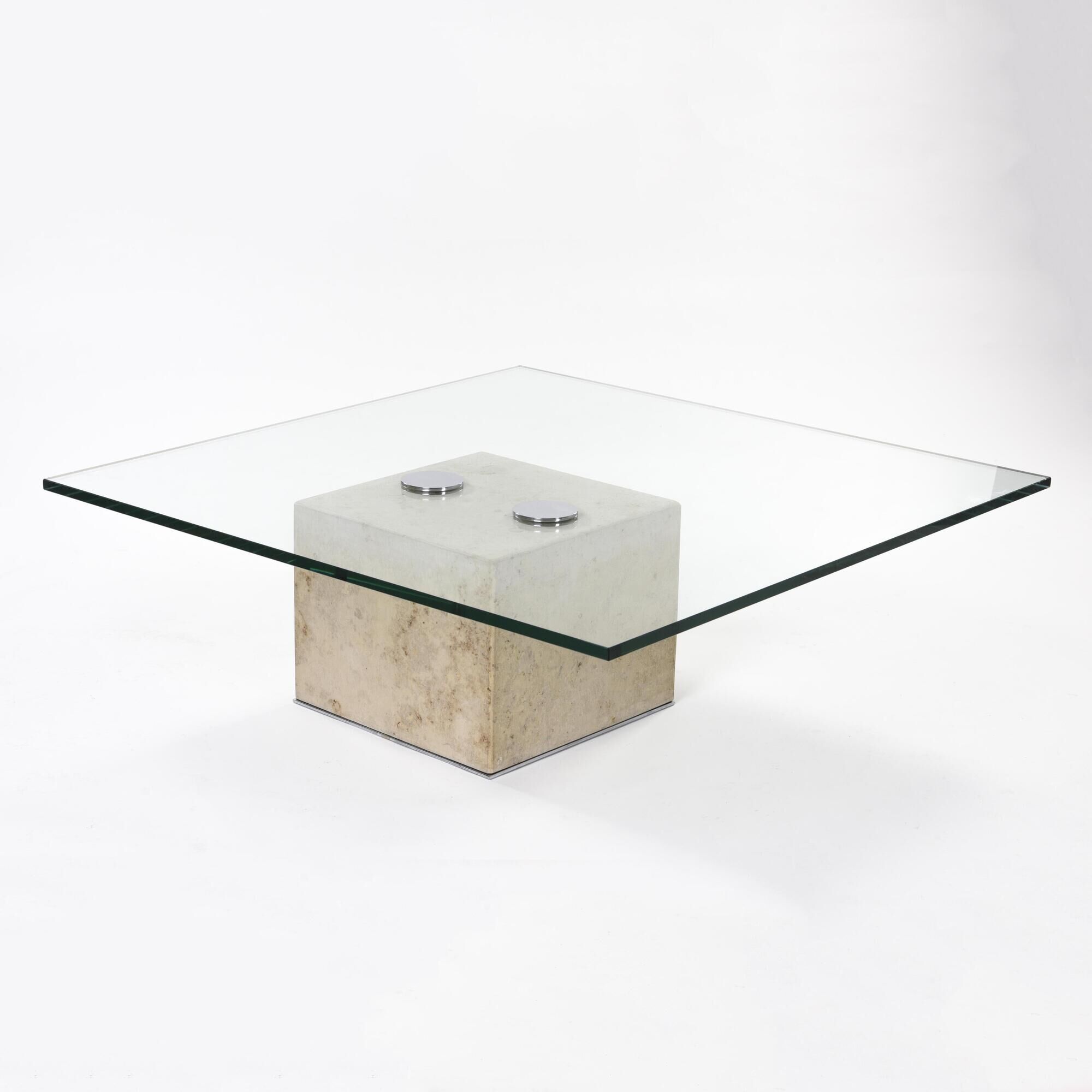 Sergio and Giorgio Saporiti, table with thick glass top, 1970