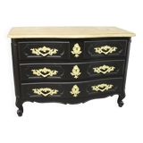 Curved Chest of Drawers in Black Lacquered Finish