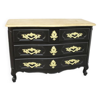 Curved Chest of Drawers in Black Lacquered Finish