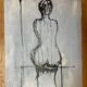 Signed oil on canvas painting of a female portrait "back study in Indian ink"