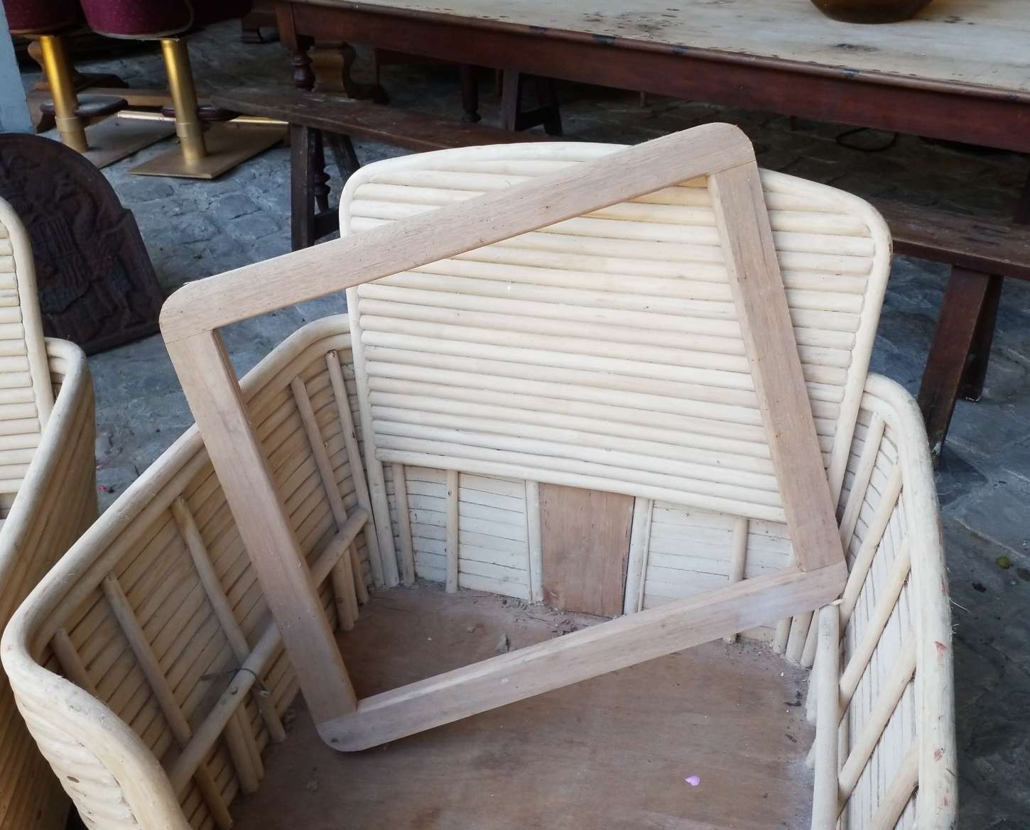 Pair of rattan armchairs