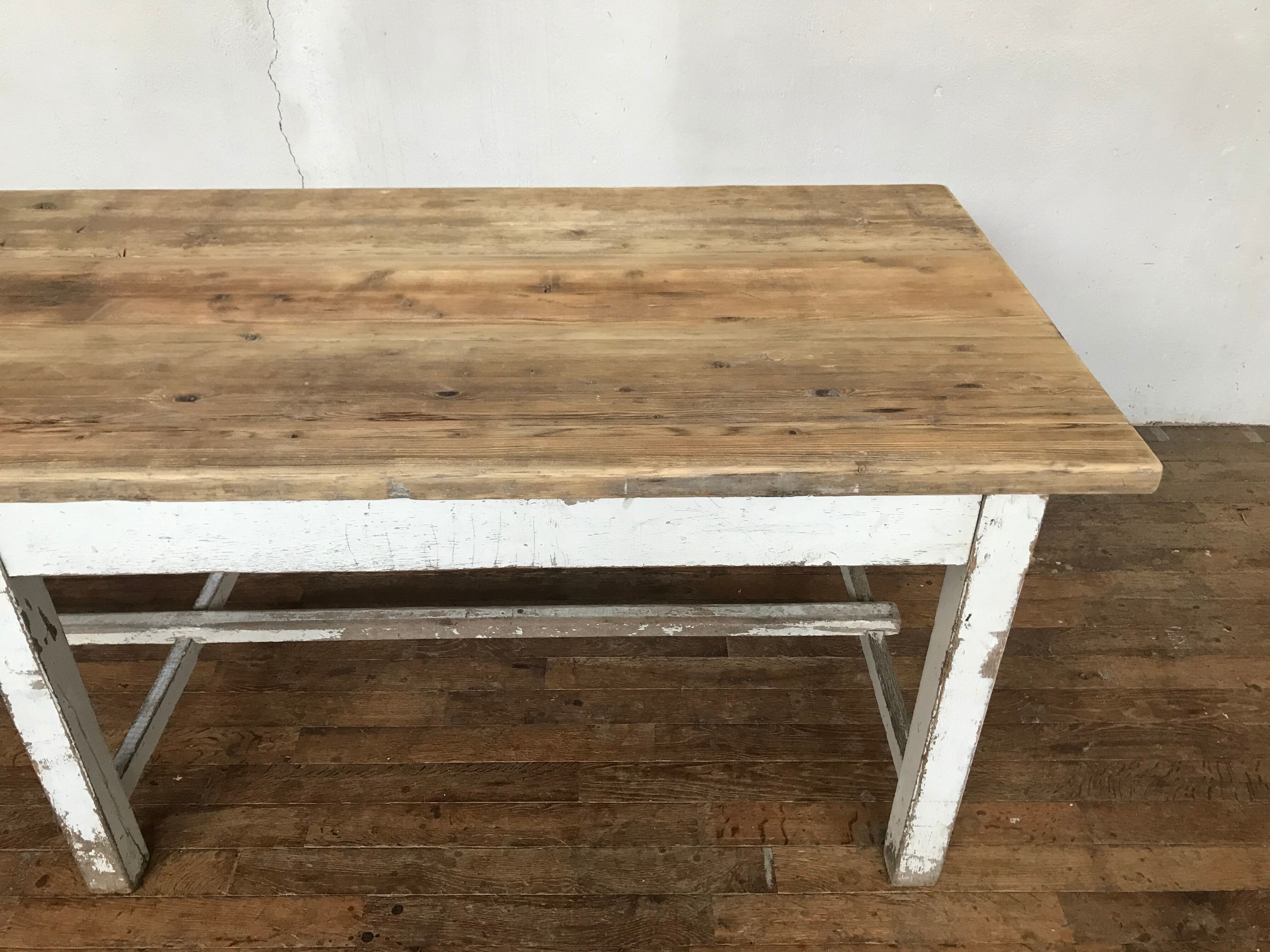 Vintage farm or workshop table early 20th century design