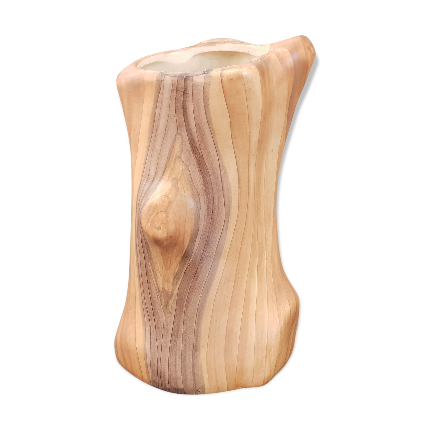 Faux-wood ceramic vase 1950