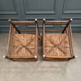 Pair of 20th century straw armchairs