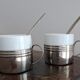 Vintage espresso cups. Porcelain and removable metal stand.