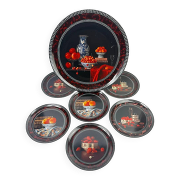 Bernardaud Limoges « Fruits rouges » par Jean-Claude Chauray, 7 pièces