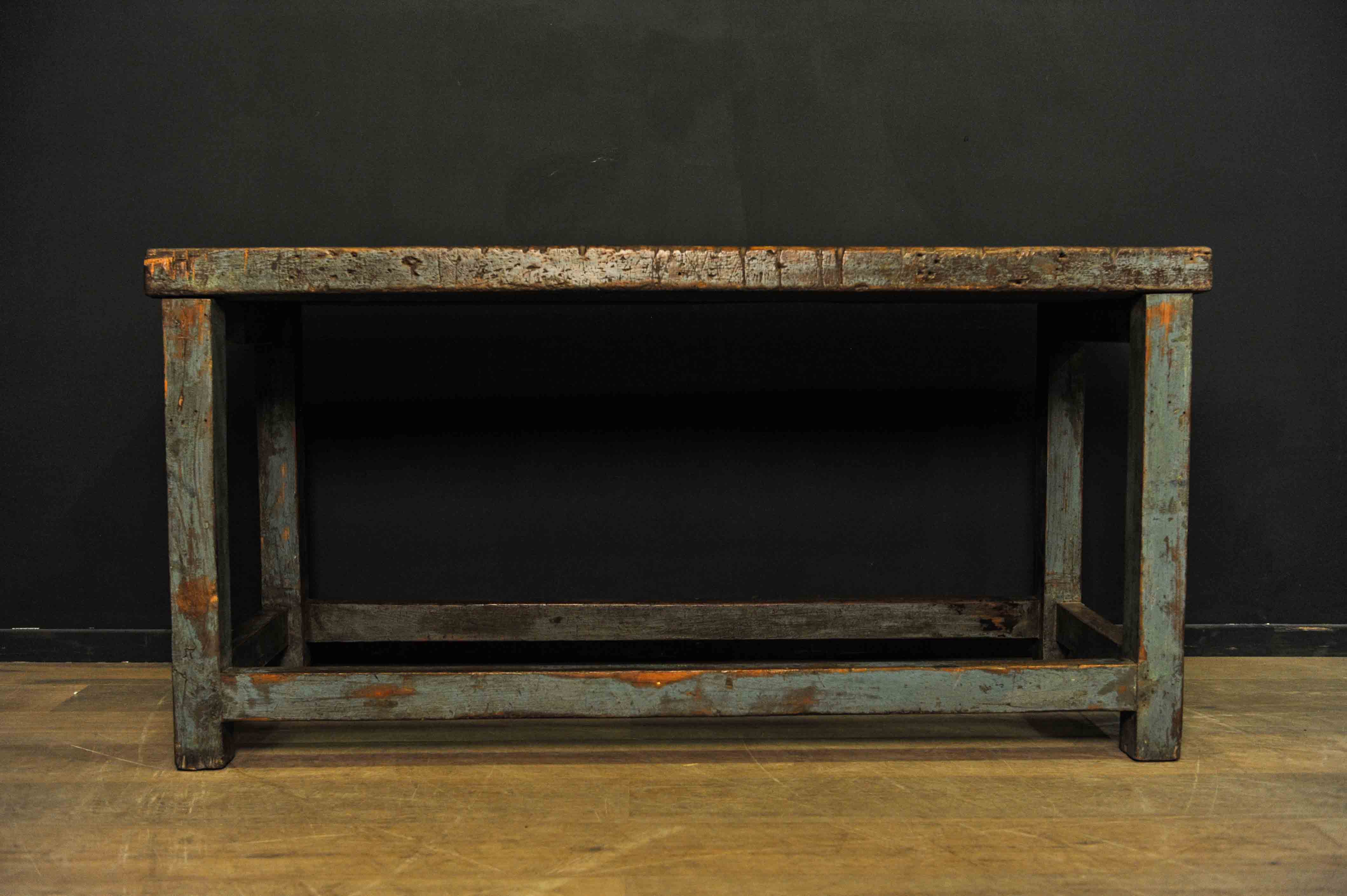 Blue weathered massive teak table