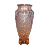 Vase en verre moulé rose style art deco