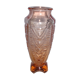 Art deco style pink molded glass vase
