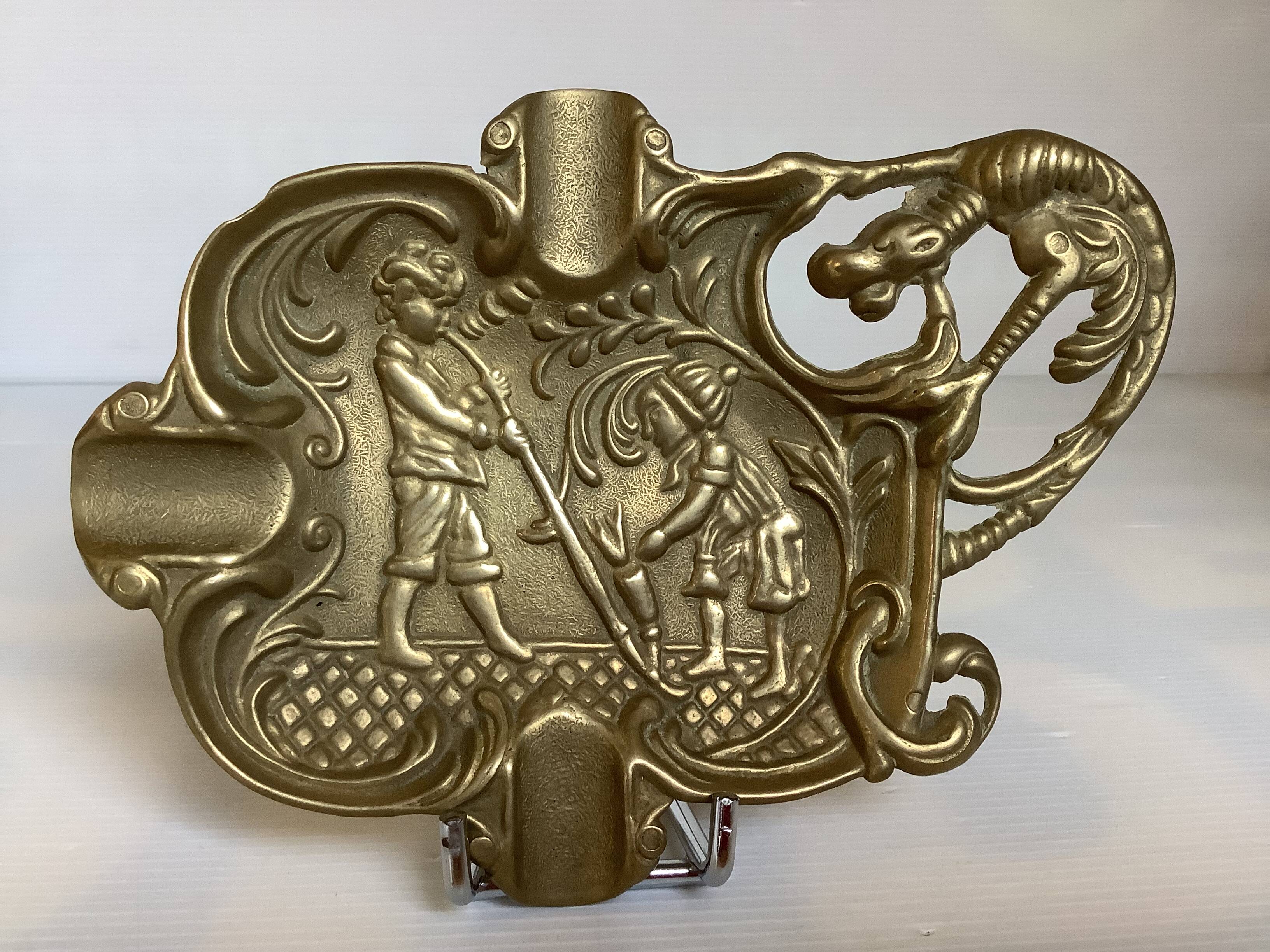 Ashtray glass blowers gargoyle in brass