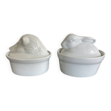 2 Porcelain Terrines - Wild Boar and Rabbit