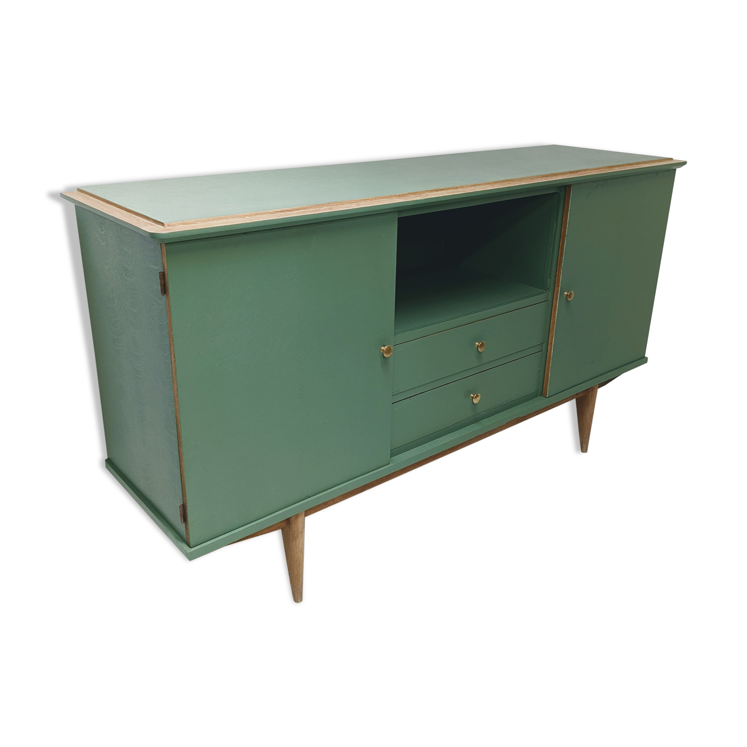 Vintage wooden and green sideboard